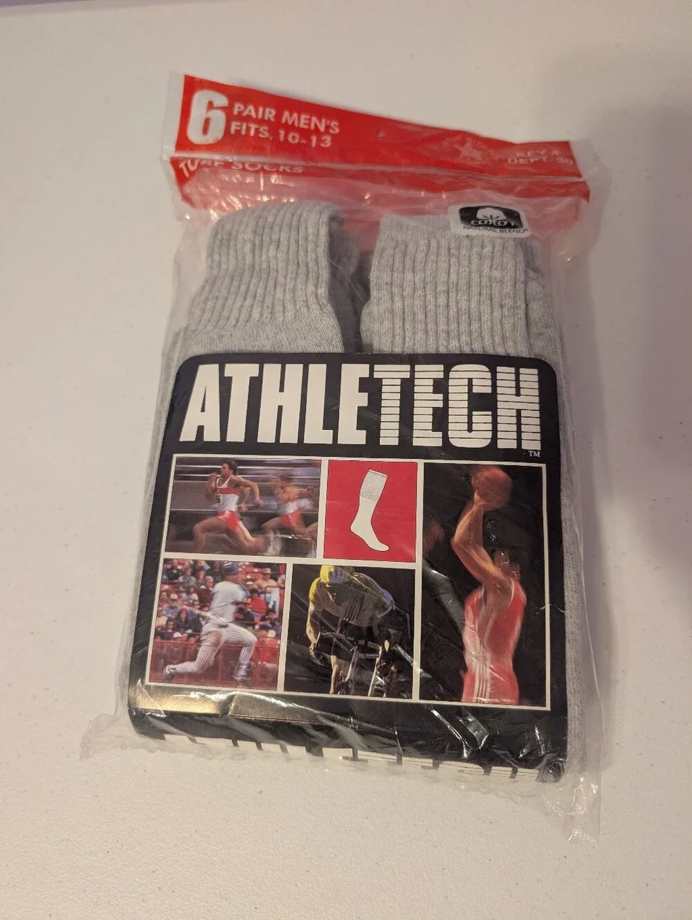 Vintage Atletech Gray Tube Socks Crew Length Size 10-13 K Mart 6 Pairs NOS